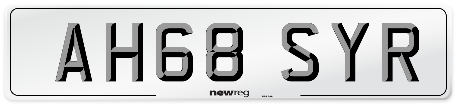 AH68 SYR Number Plate from New Reg